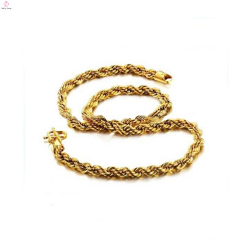 Copper plating 18k gold rope chain necklace,brass necklaces wholesale